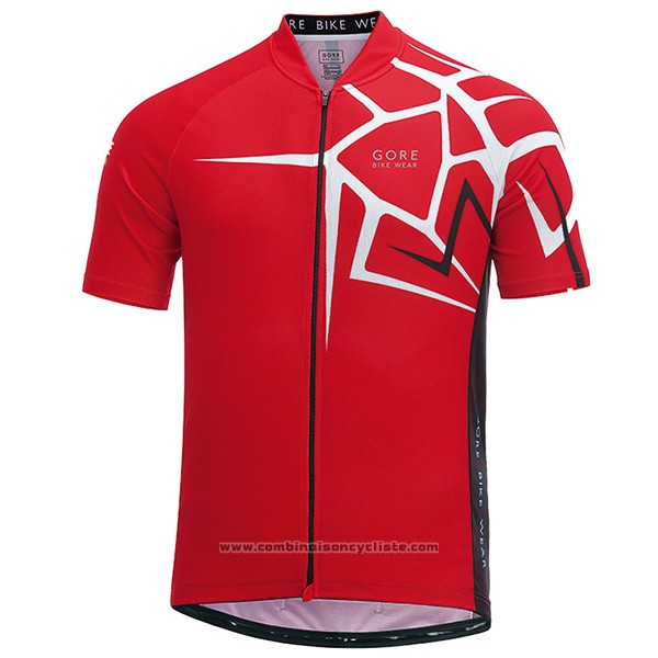 2017 Maillot Cyclisme Gore Bike Wear Power Adrenaline Rouge Manches Courtes et Cuissard